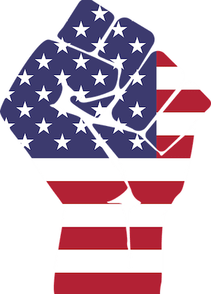 American flag in shape of a fist